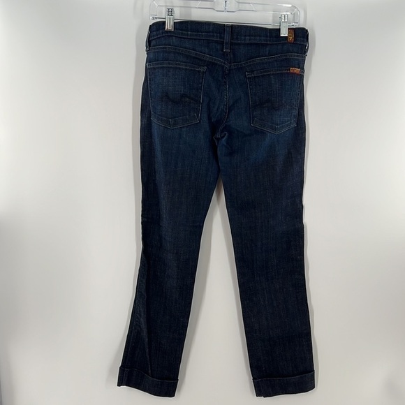 Seven 7 For All Mankind Women's Edie Flood Dark Wash Cuffed Jeans Straight Leg - Picture 2 of 7